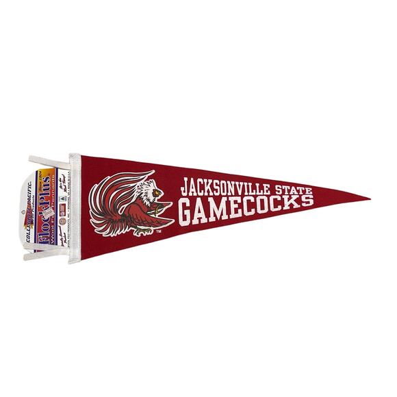 VINTAGE 90's JACKSONVILLE STATE UNIVERSITY GAMECOCKS FELT PENNANT 28" - Picture 1 of 8